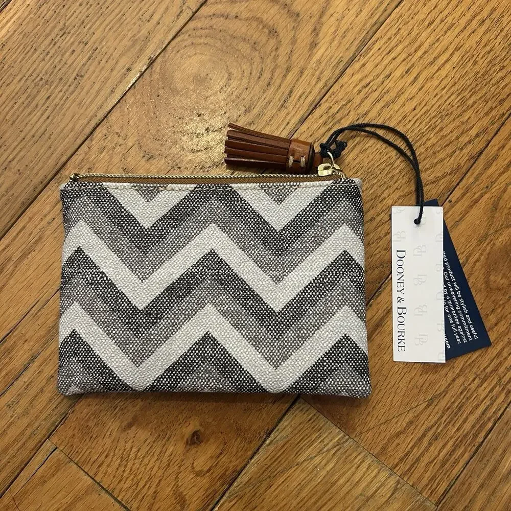 NEW Dooney & Bourke Zig Zag Striped Coin Purse Pouch Bag Wallet